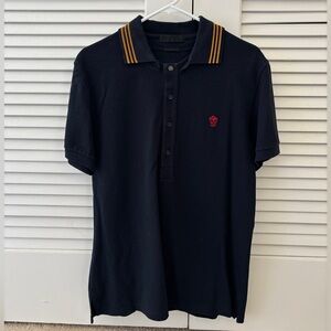 Alexander McQueen Black Polo with Gold Stripes